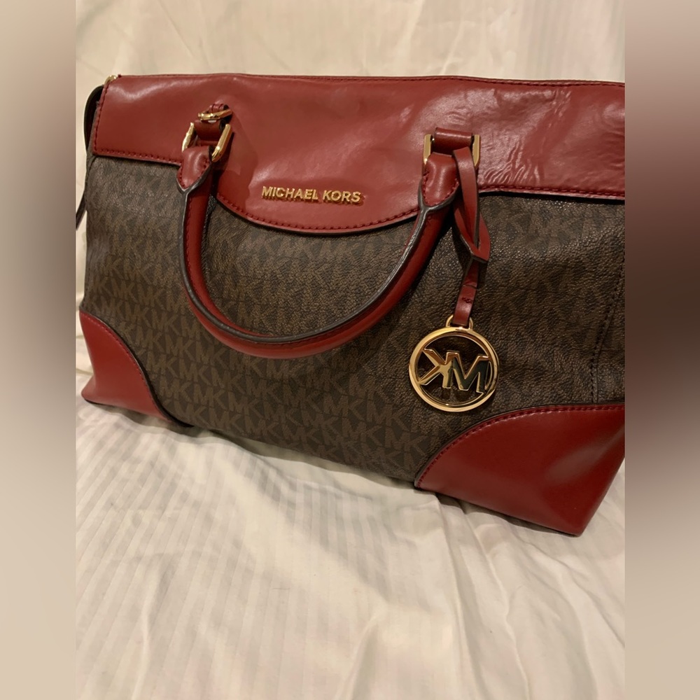 Michael Kors Maya Logo Leather Satchel